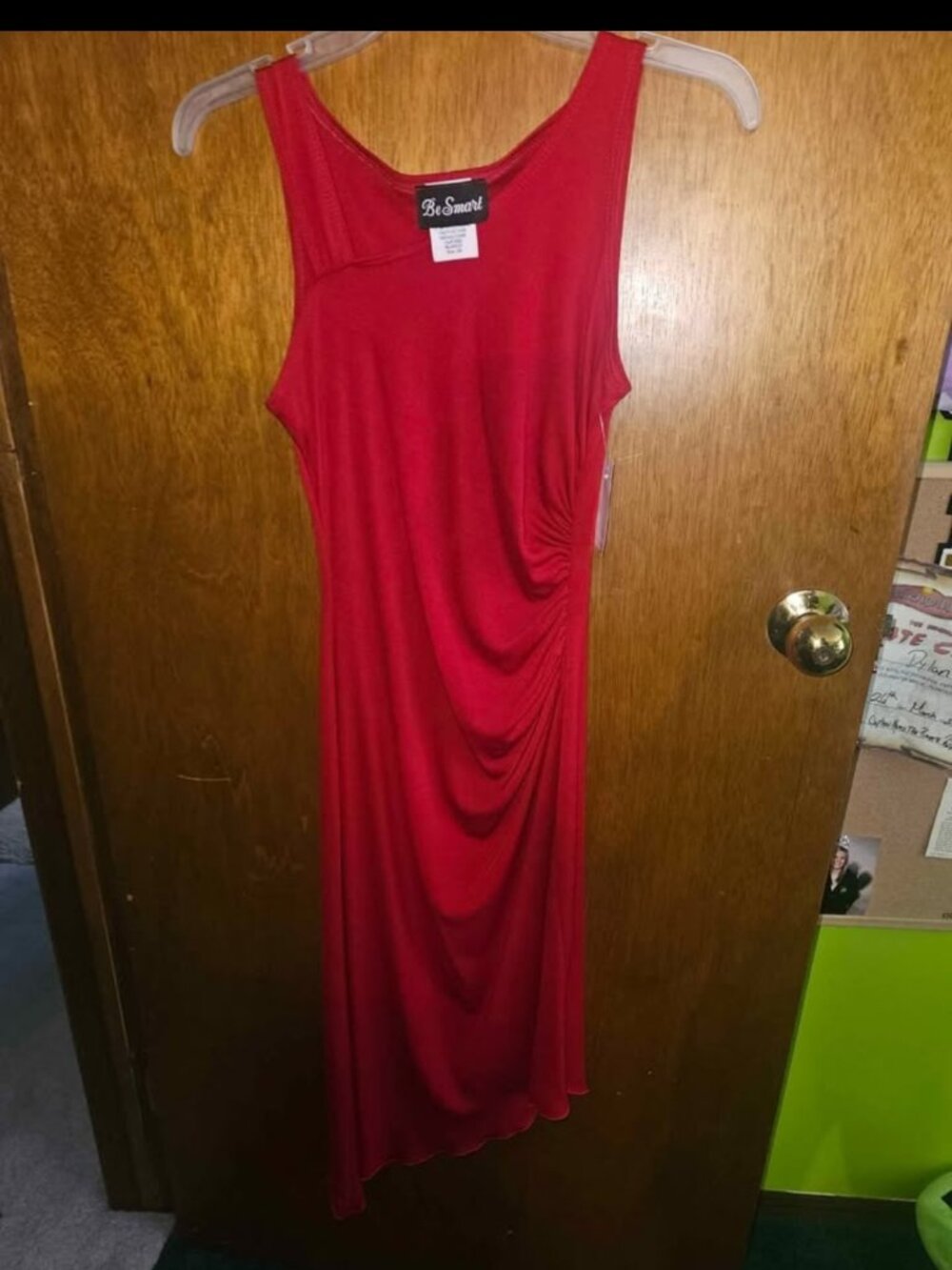 NWT Be Smart Red Ruched Asymmetrical Bodycon Dress - Size 3/4